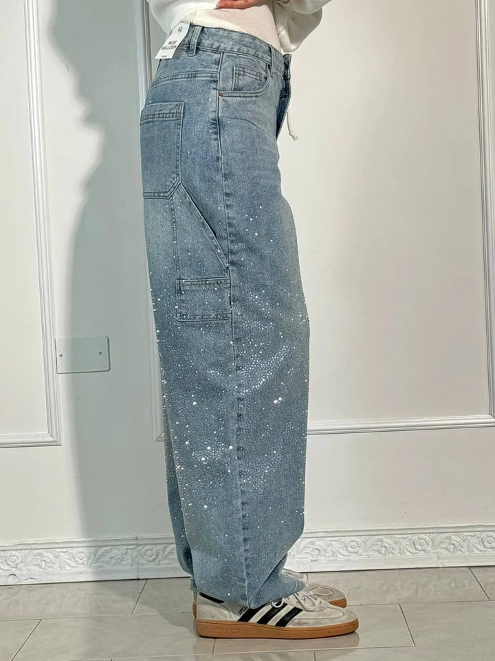 Calypso  - High-waisted Wide-leg Pants with Button Pockets