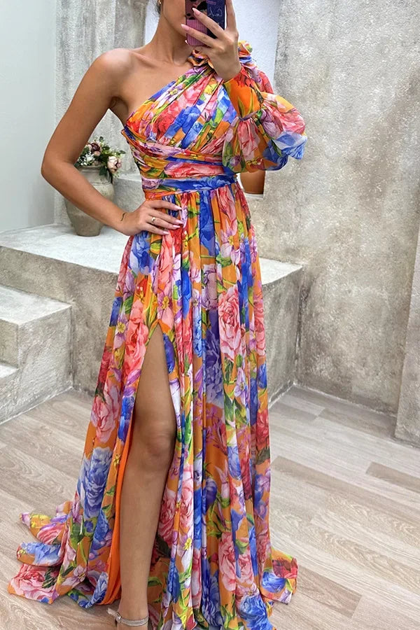 Amara™ | One Shoulder Floral Maxi Dress