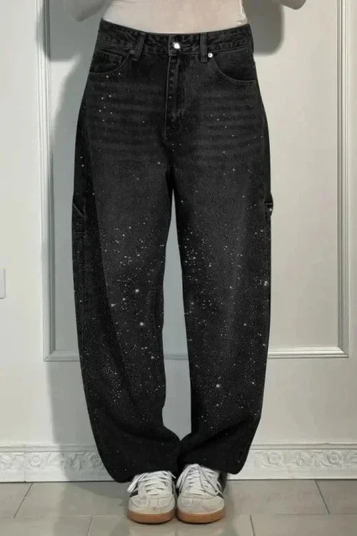 Calypso  - High-waisted Wide-leg Pants with Button Pockets