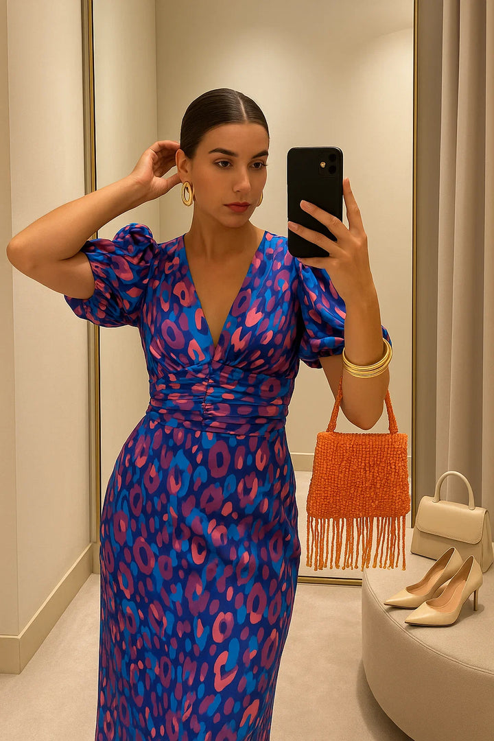 Lily - Colorful Pleated Sleeve Dress