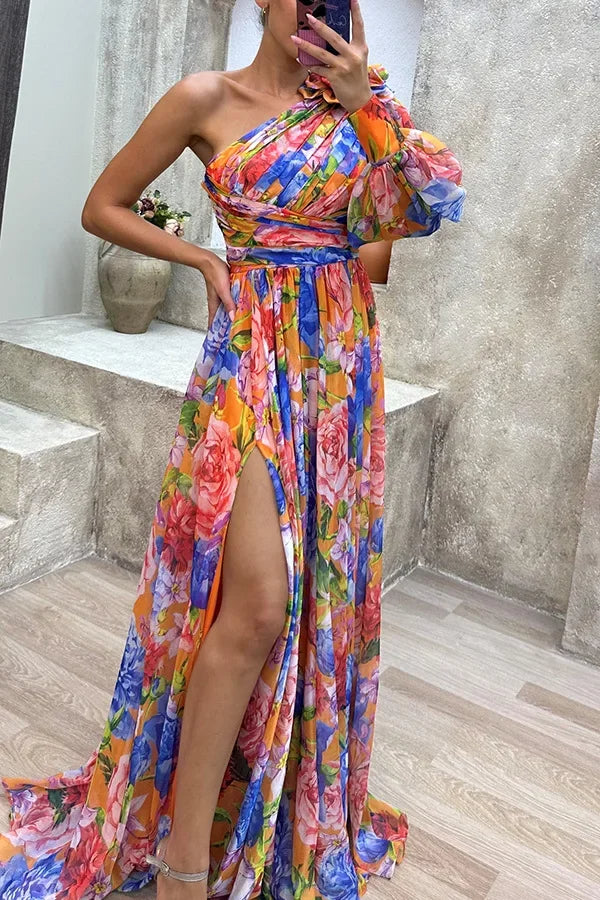 Amara™ | One Shoulder Floral Maxi Dress