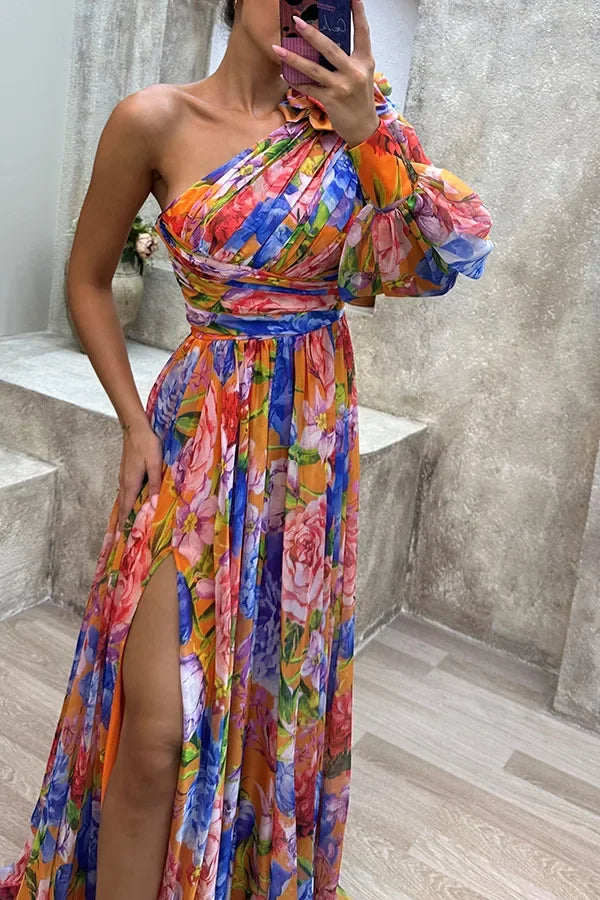 Amara™ | One Shoulder Floral Maxi Dress