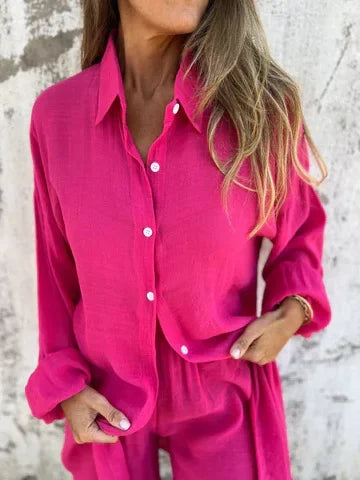Nora™ | Casual Plain Blouse with Shorts Set