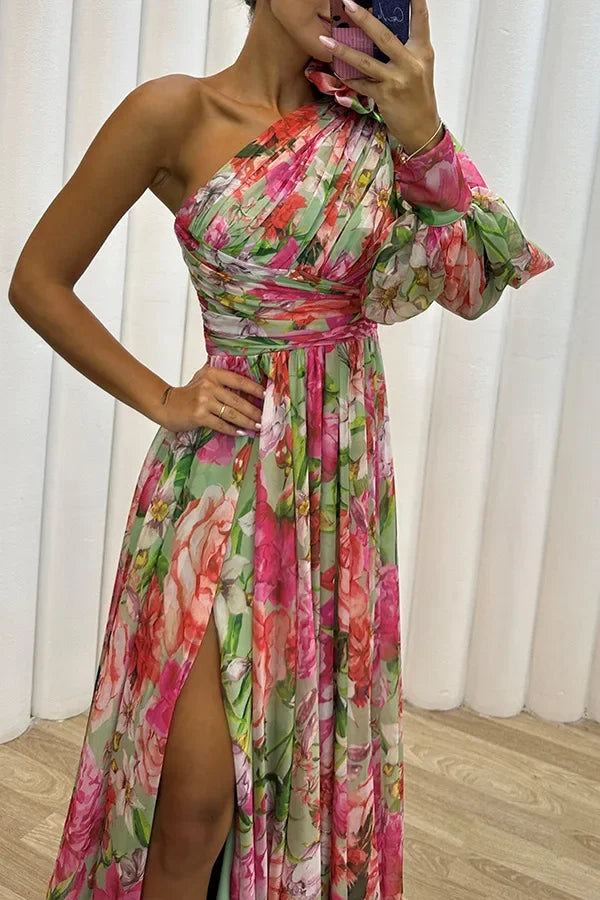 Amara™ | One Shoulder Floral Maxi Dress