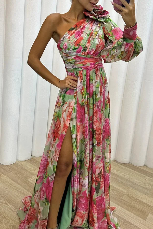 Amara™ | One Shoulder Floral Maxi Dress