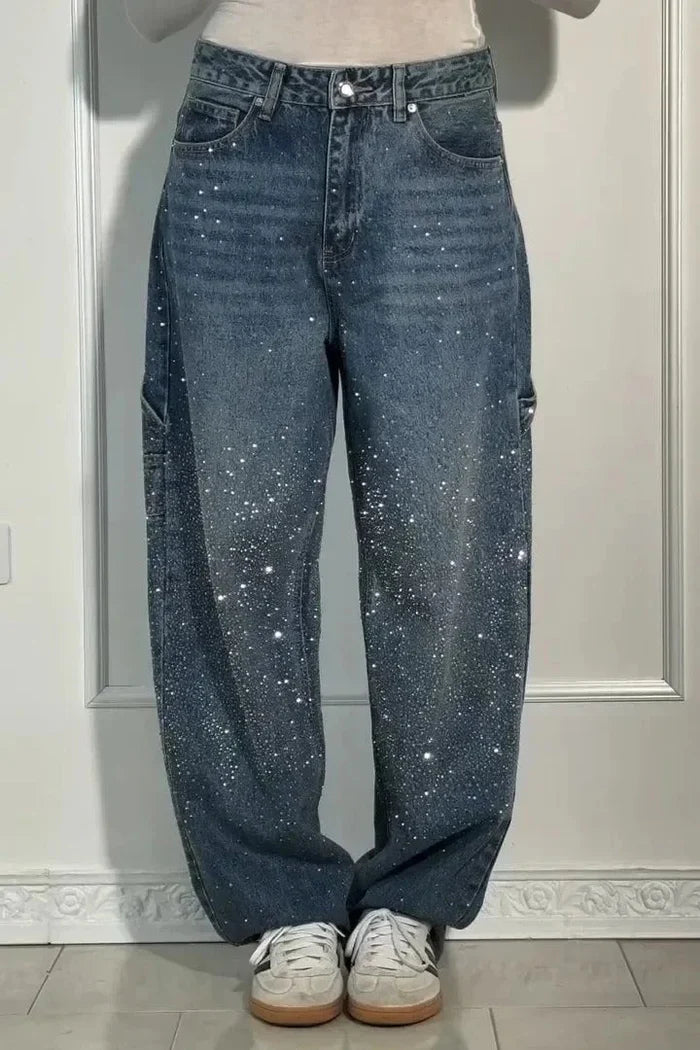 Calypso  - High-waisted Wide-leg Pants with Button Pockets