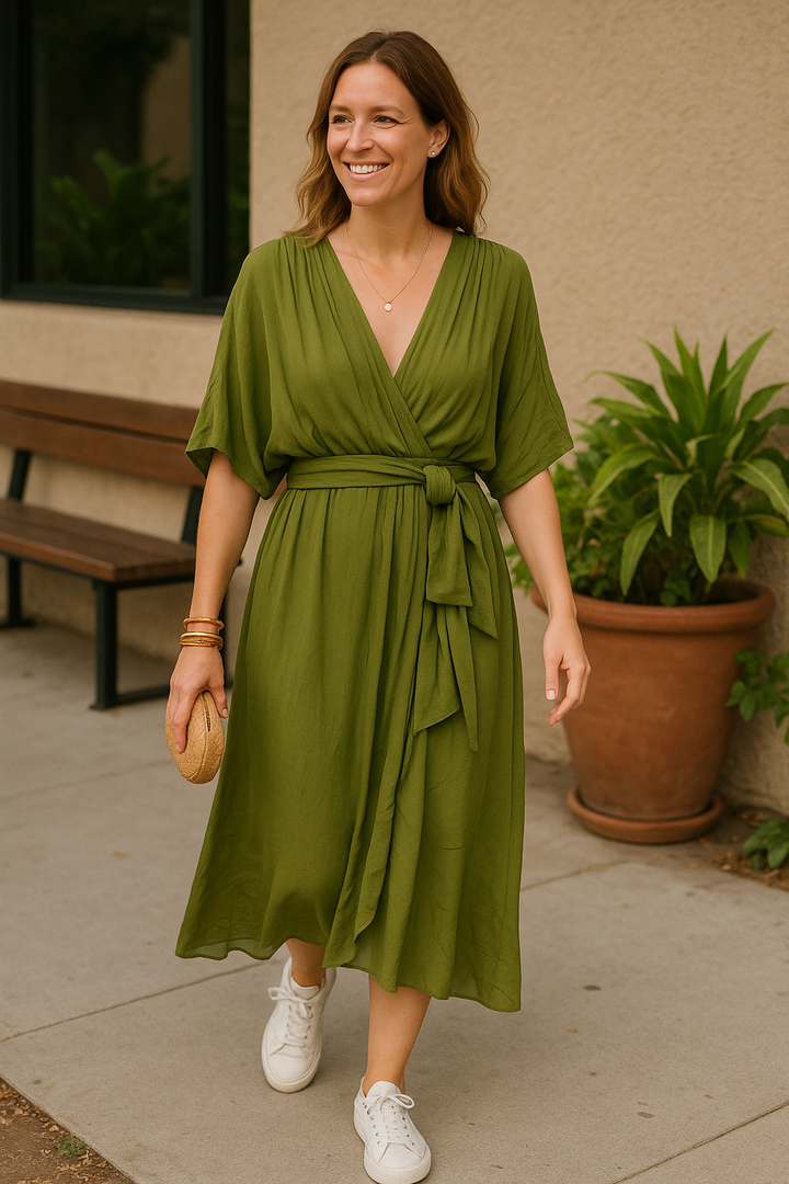 Monica™ | Chiffon Dress with V-neck