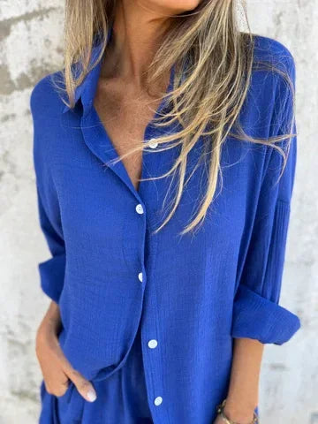 Nora™ | Casual Plain Blouse with Shorts Set