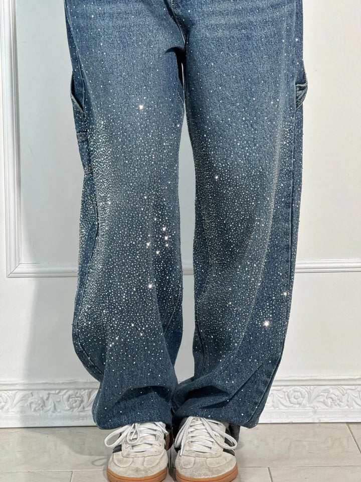 Calypso  - High-waisted Wide-leg Pants with Button Pockets