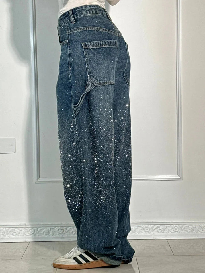 Calypso  - High-waisted Wide-leg Pants with Button Pockets