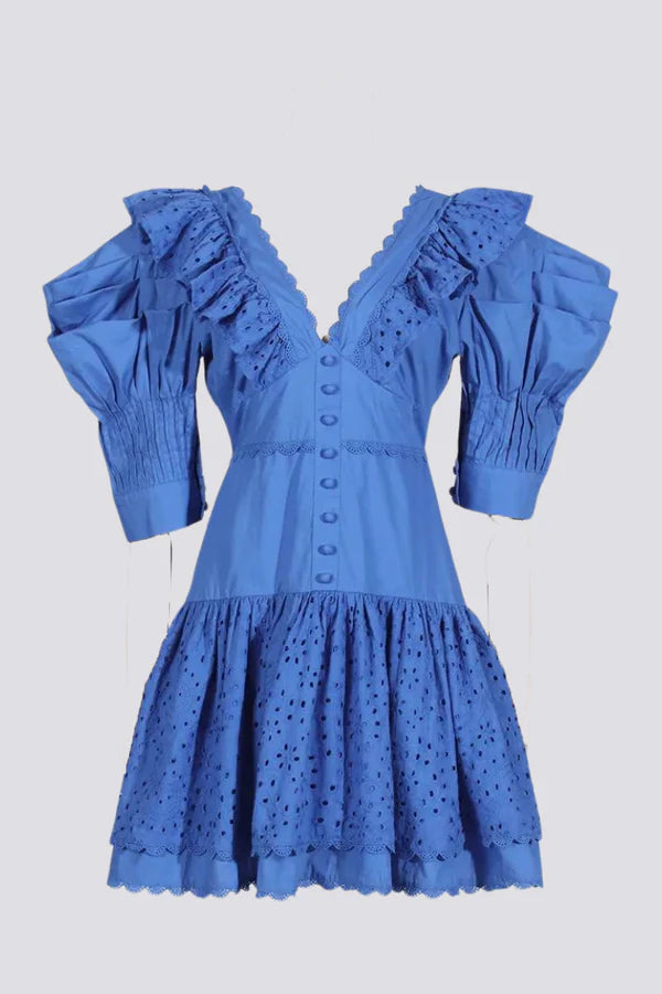 Ivy - Ruffle Plunge Neck Dress