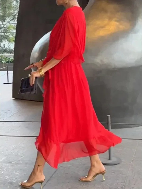 Monica™ | Chiffon Dress with V-neck