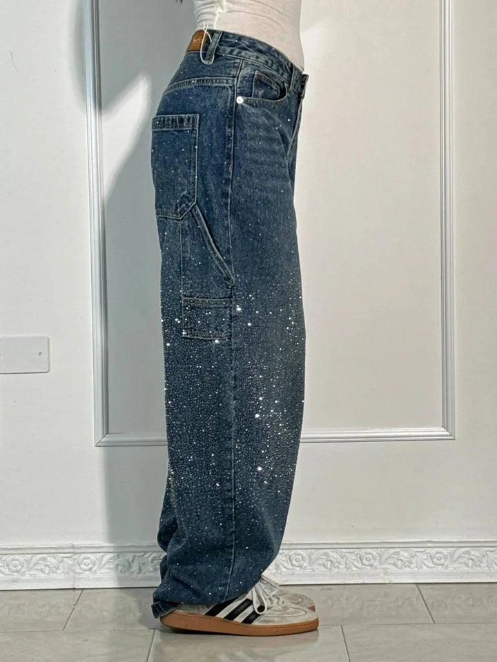 Calypso  - High-waisted Wide-leg Pants with Button Pockets
