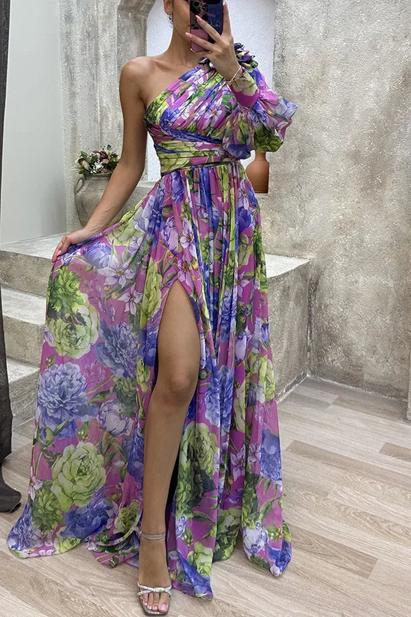 Amara™ | One Shoulder Floral Maxi Dress
