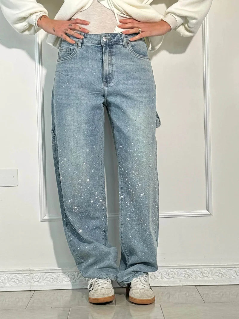 Calypso  - High-waisted Wide-leg Pants with Button Pockets