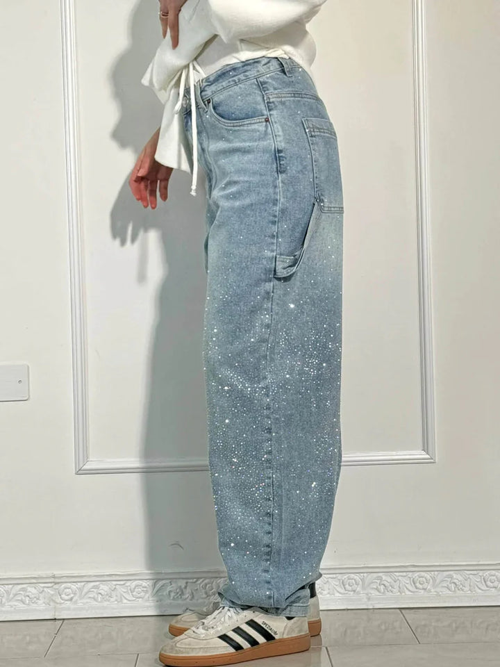 Calypso  - High-waisted Wide-leg Pants with Button Pockets