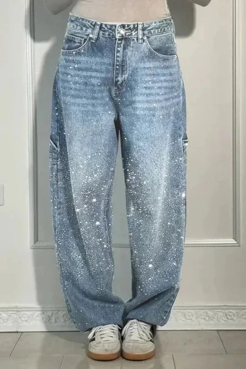 Calypso  - High-waisted Wide-leg Pants with Button Pockets