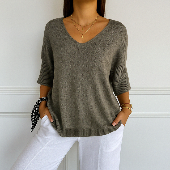 Anna - V-hals Mesh Top
