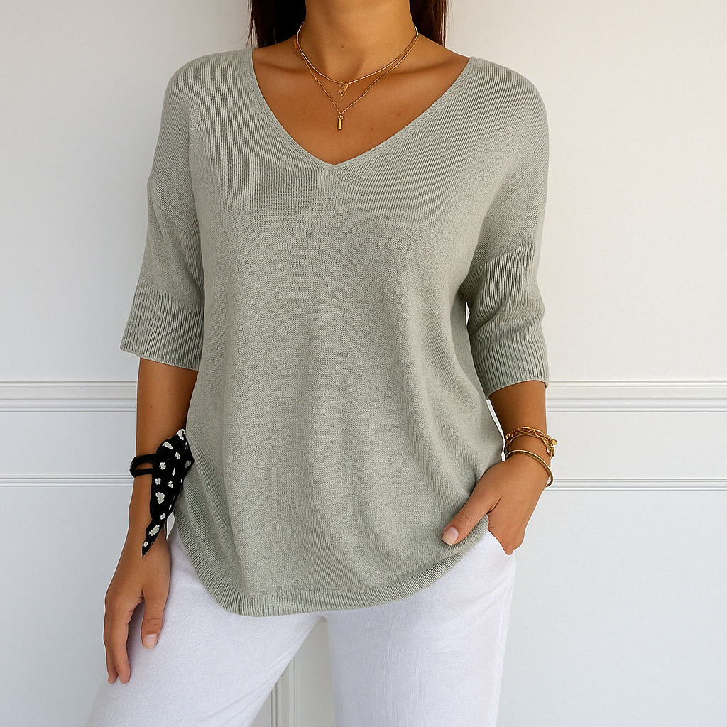 Anna - V-hals Mesh Top
