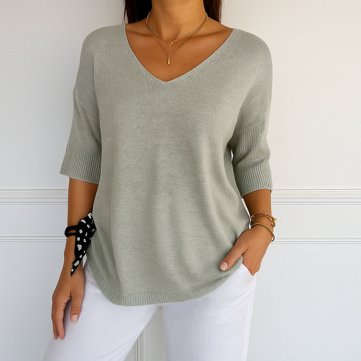 Anna - V-hals Mesh Top