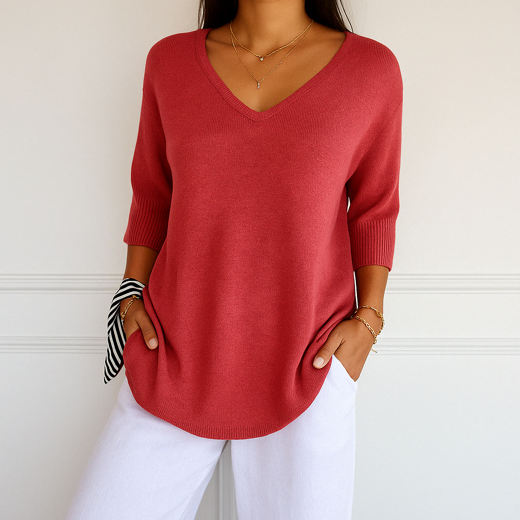 Anna - V-hals Mesh Top
