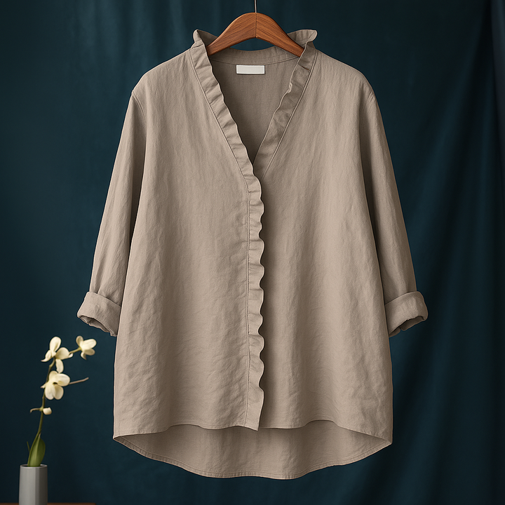 Jagienka™ | Cotton and Linen Shirt with Frill