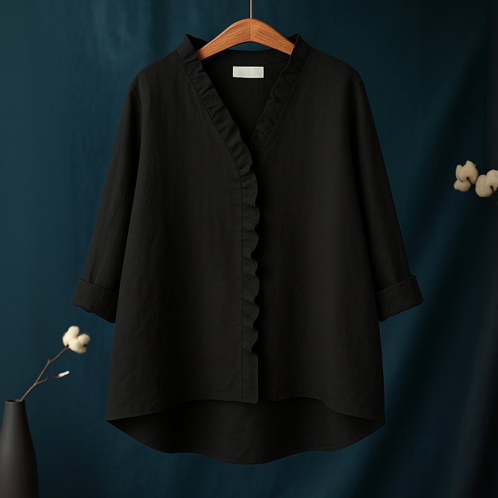 Jagienka™ | Cotton and Linen Shirt with Frill