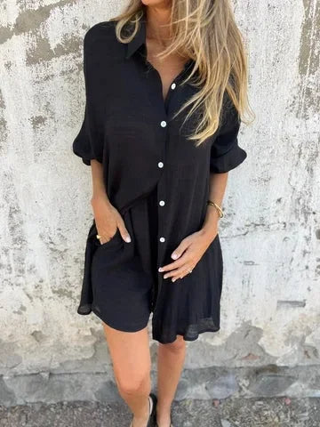 Nora™ | Casual Plain Blouse with Shorts Set