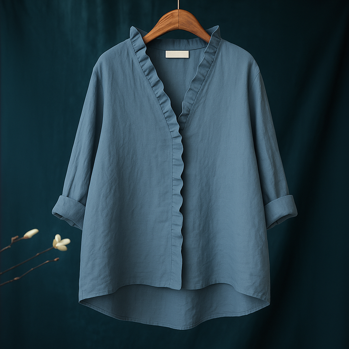Jagienka™ | Cotton and Linen Shirt with Frill