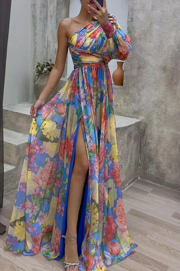 Amara™ | One Shoulder Floral Maxi Dress