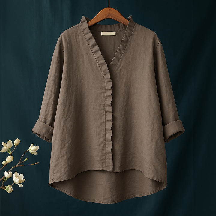 Jagienka™ | Cotton and Linen Shirt with Frill