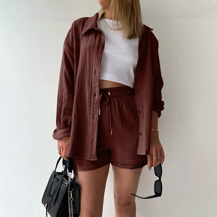 Adelie - 2-piece Cotton Shirt and Shorts Set
