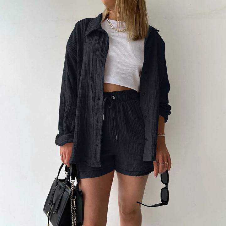 Adelie - 2-piece Cotton Shirt and Shorts Set