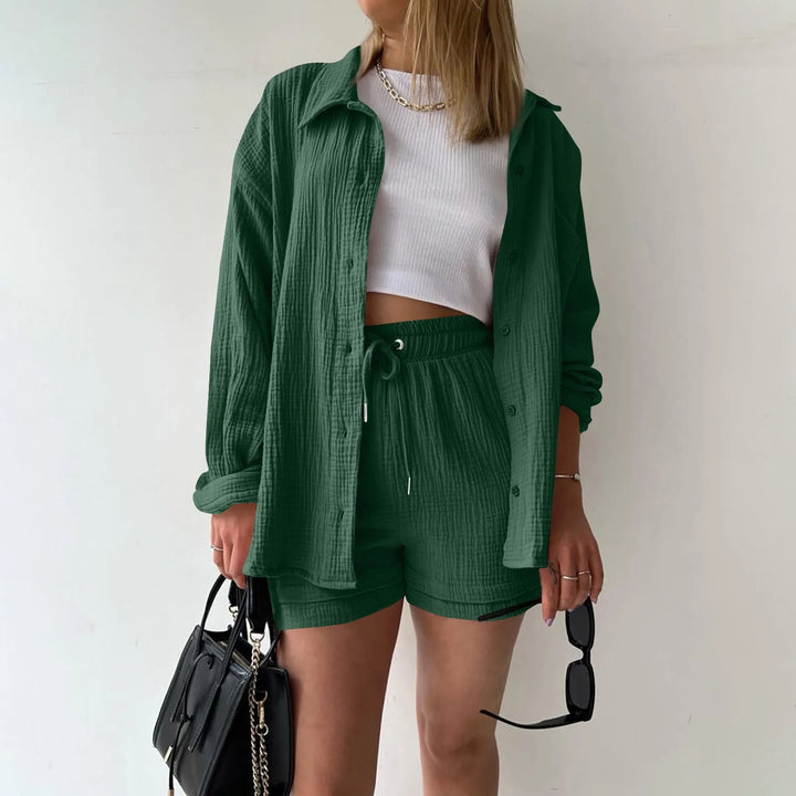 Adelie - 2-piece Cotton Shirt and Shorts Set