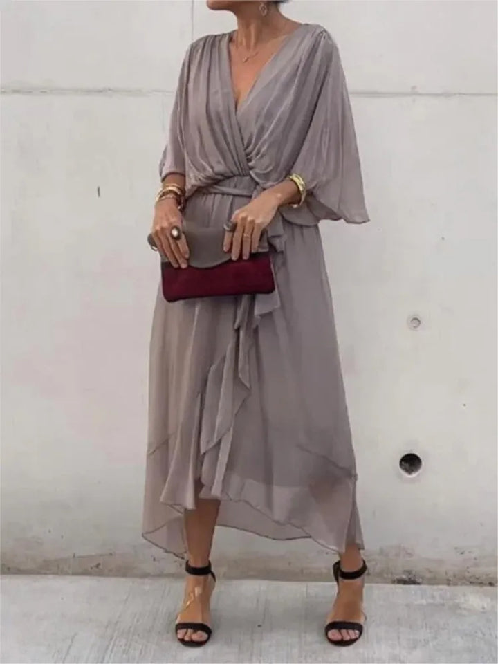 Monica™ | Chiffon Dress with V-neck