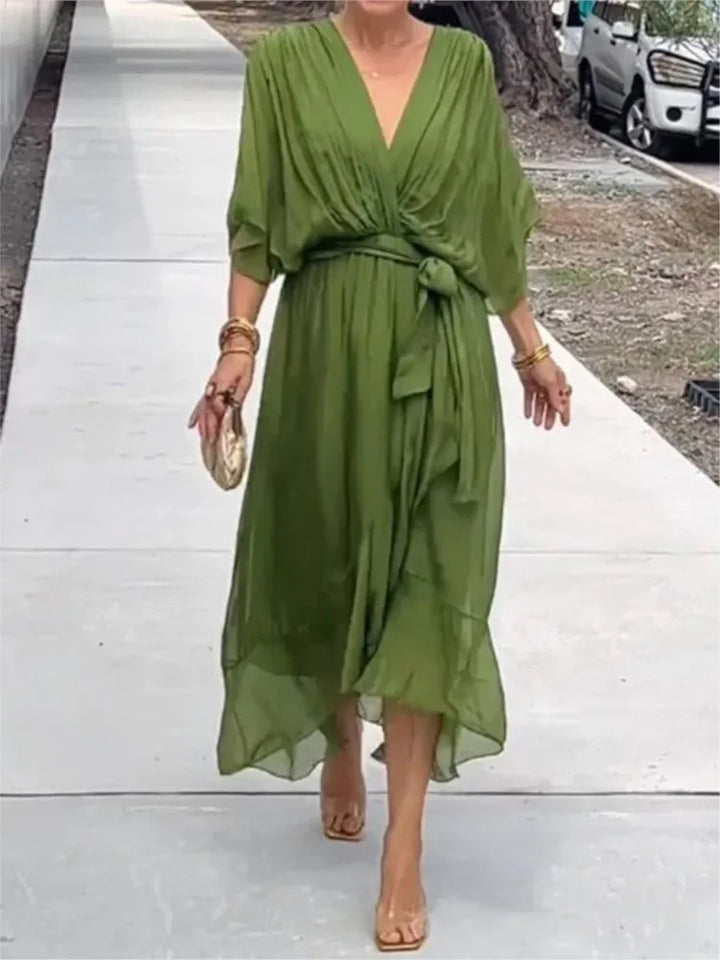 Monica™ | Chiffon Dress with V-neck