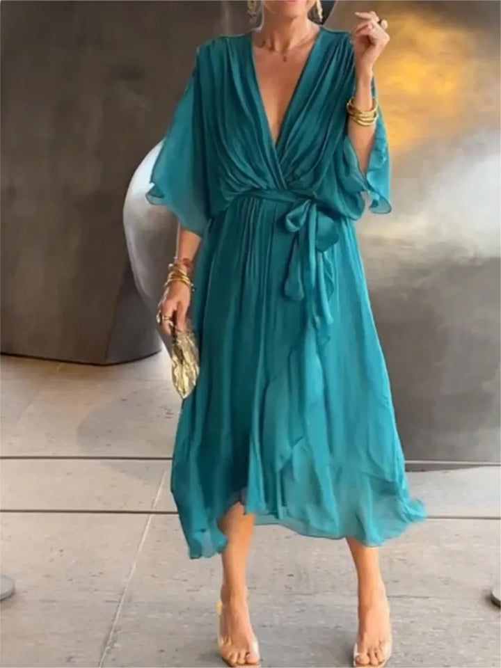 Monica™ | Chiffon Dress with V-neck
