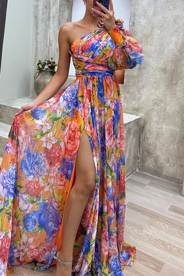 Amara™ | One Shoulder Floral Maxi Dress