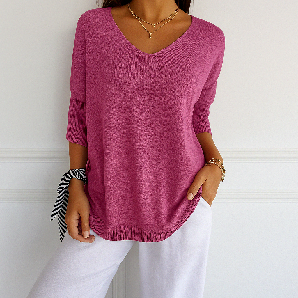 Anna - V-hals Mesh Top