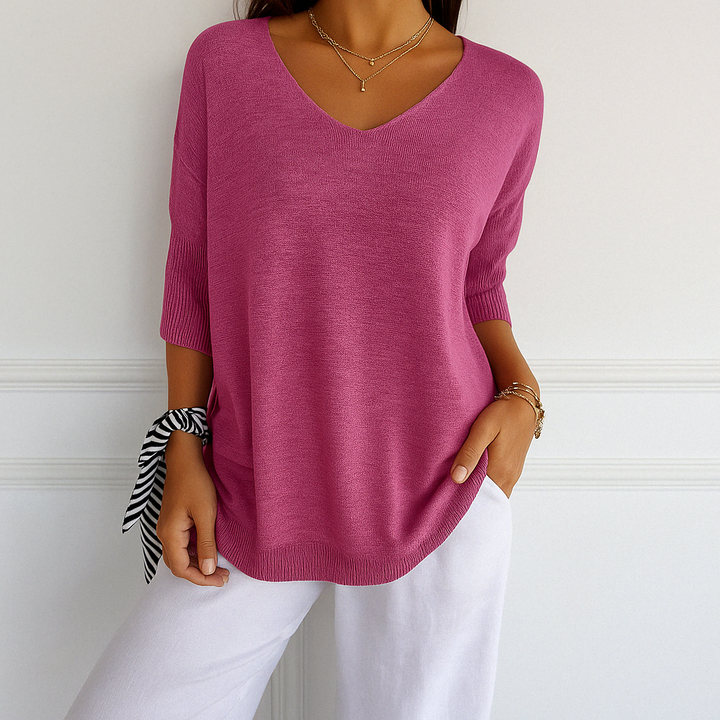 Anna - V-hals Mesh Top