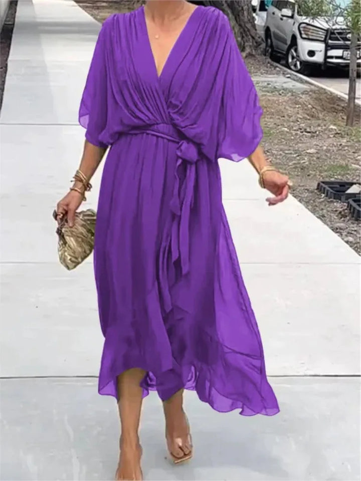 Monica™ | Chiffon Dress with V-neck