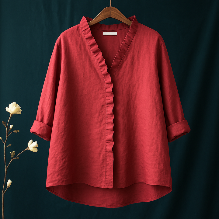 Jagienka™ | Cotton and Linen Shirt with Frill