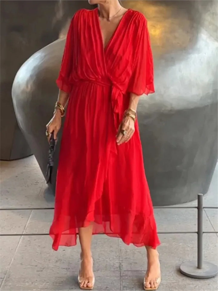 Monica™ | Chiffon Dress with V-neck