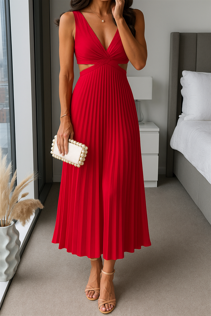 Longina™ | Midi Dress with an Elegant Cutout at the Waist