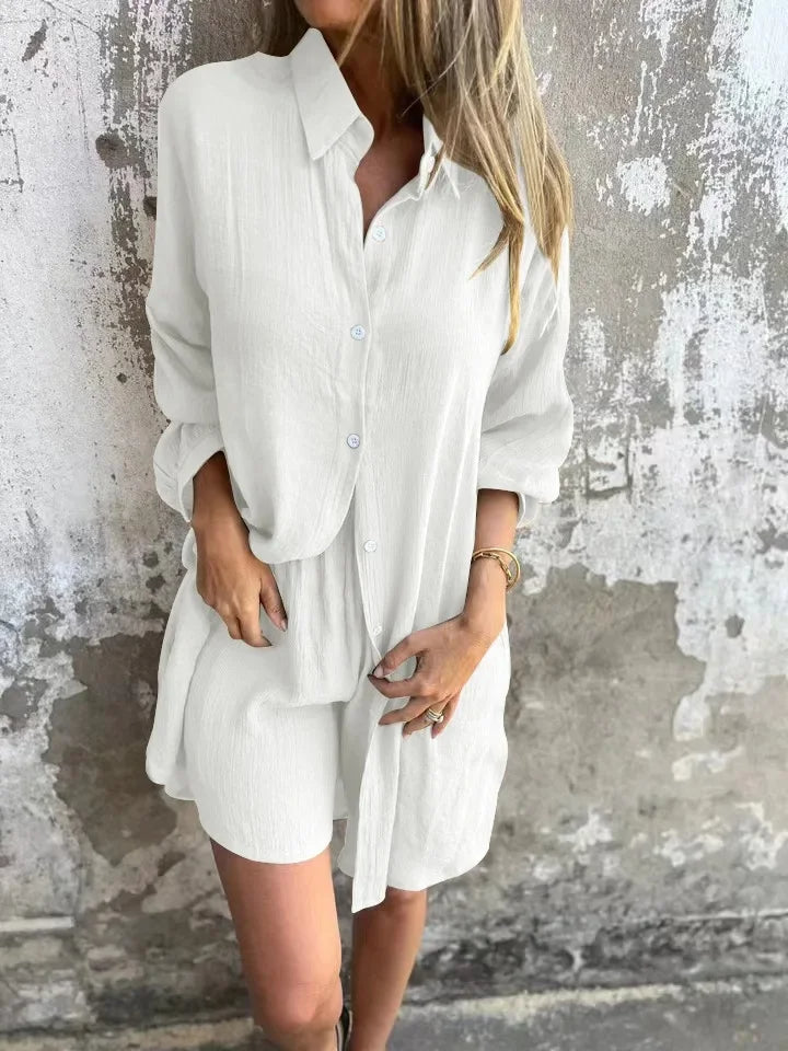 Nora™ | Casual Plain Blouse with Shorts Set