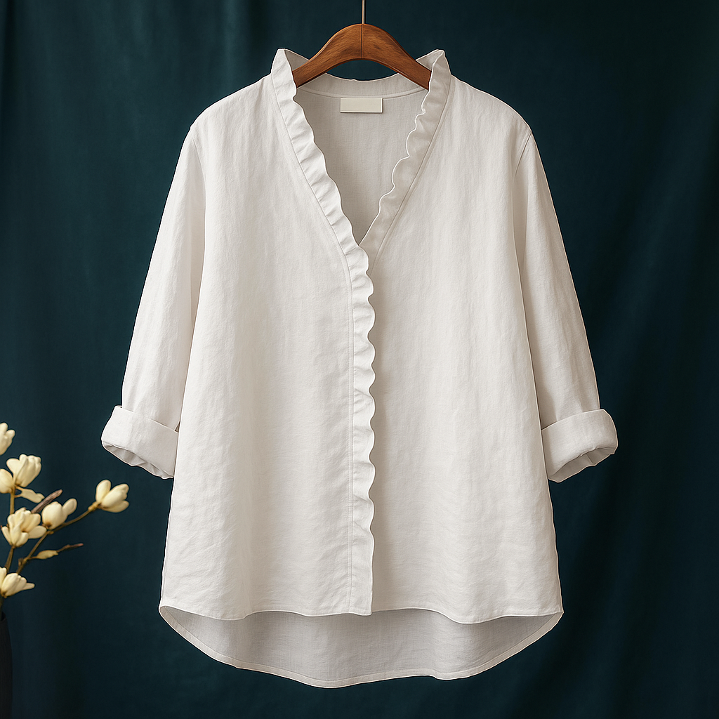 Jagienka™ | Cotton and Linen Shirt with Frill