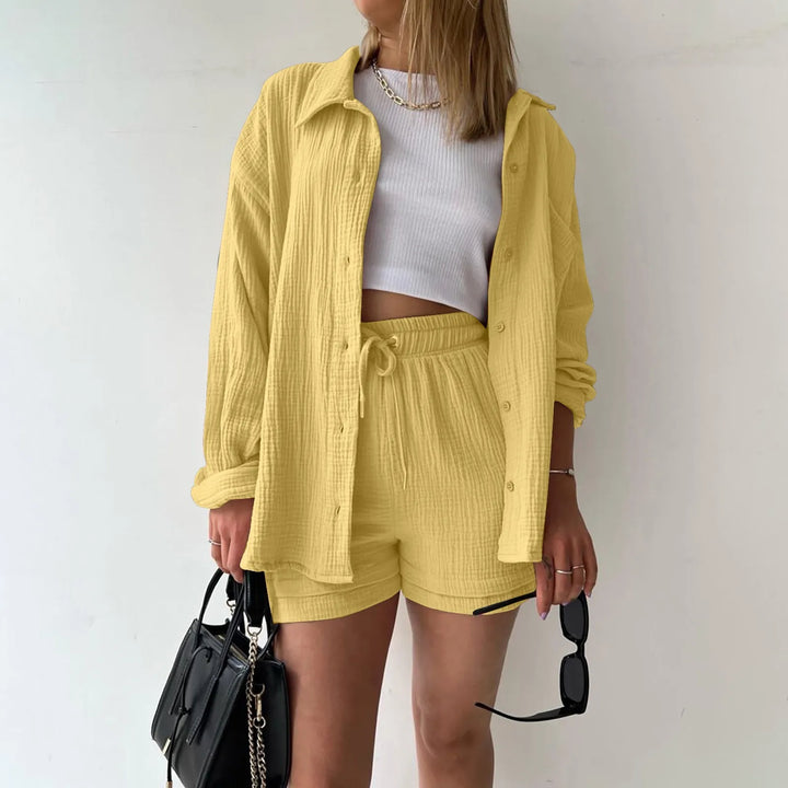 Adelie - 2-piece Cotton Shirt and Shorts Set