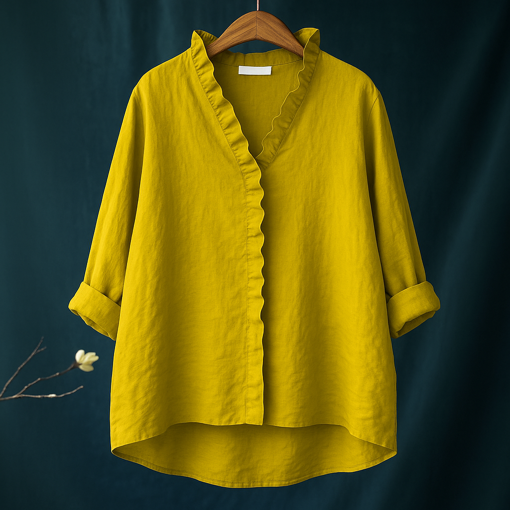 Jagienka™ | Cotton and Linen Shirt with Frill