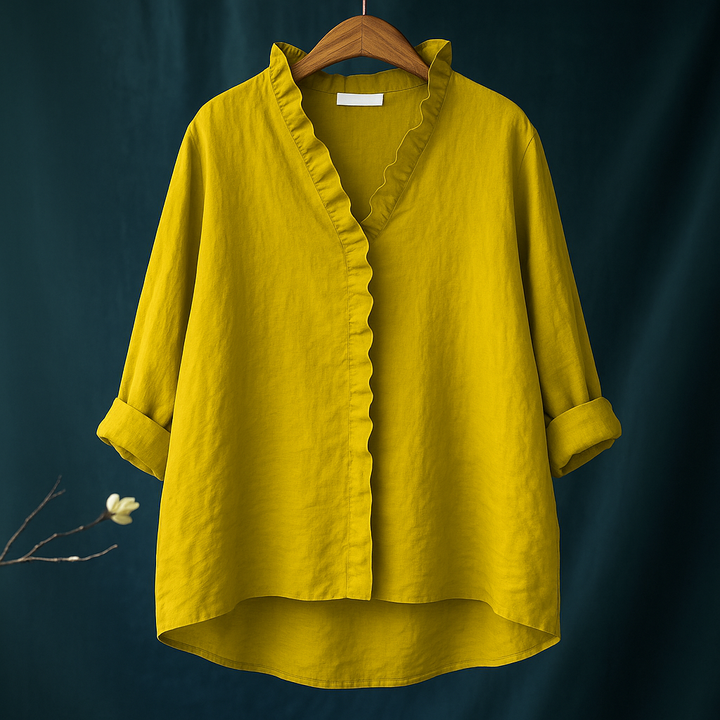 Jagienka™ | Cotton and Linen Shirt with Frill